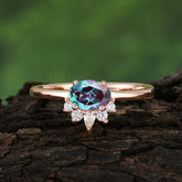 1 Carat Oval Cut Alexandrite Anniversary Ring Puppy Paw Unique Ring
